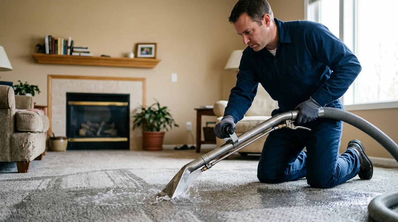 Water damage restoration technician working near Nashville, IL